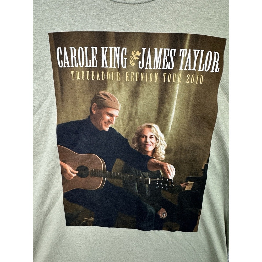 Carole King & James Taylor Troubadour Reunion Tour 2010 T Shirt Men Medium Green - Picture 2 of 10